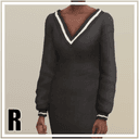 V-neck Sweater Dress V1 (Solid Color)