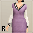 V-neck Sweater Dress V2 (Colorblock)